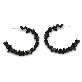 Stocking Stuffers Holiday Outfits for Women 2024 Turquoise Stone Hoop Earrings for Women Handmade Natural Stone Earrings Colorful Turquoise Beaded Hoop Earrings Summer Beach Earrings(black)