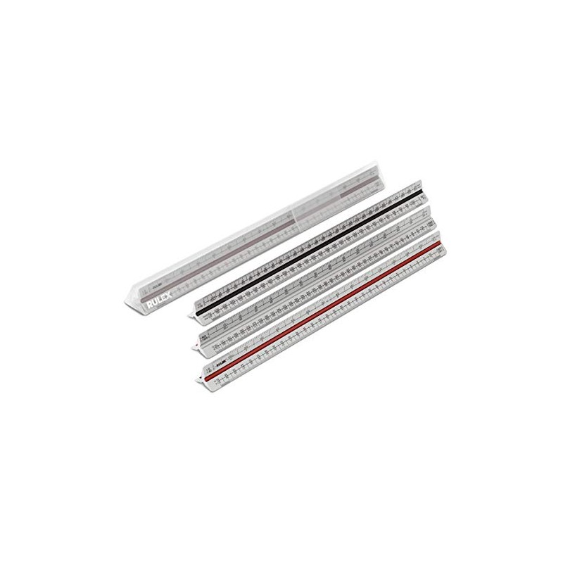 Rulex 30cm Metal (c) Triangular Scale Ruler 1:1 1:10 1:2