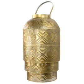 habeig Oriental Metal Lantern, 40 x 34 cm, Arabic Garden Lantern for Outdoors, Indoor as Floor Lantern, Garden Lantern, Hanging or Standing