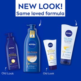 NIVEA Nourishing Hydration Skin Firming Body Lotion (16.9 Fl Oz) + Skin Firming & Toning Body Gel Cream with Hyaluronic Acid (6.7 Oz), Enriched with Q10 and Vitamin C