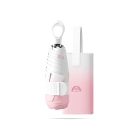 Stylish Compact Folding Gradient Umbrella with Ring Handle, Storage Bag Included, Parasol Cute, Ultra Lightweight, 8.5 oz (240 g), Convenient to Carry, UV Protection, 100% UV Protection, Heat Blocking