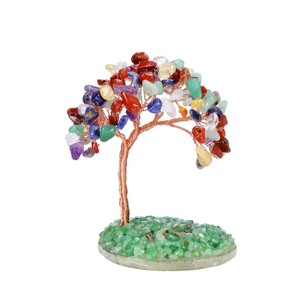 JSDDE Feng Shui Tree of Life Decoration Money Tree with Agate Base Healing Stone Lucky Charm Tree Tumbled Stones Lucky Tree Decoration for Home Home Office Room