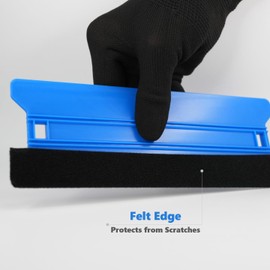 8.3'' Long Wide Squeegee 3Pcs, Vehicle Vinyl Wrap Tool, DIY Wallpaper Smoothing, Furniture Renovation, Cabinet, Kitchen Countertop Wrap, Car Window Tint, Auto Solar Film, Felt Edge, Green Blue Black