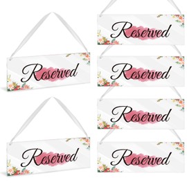 Yncotte 6pcs Reserved Seating Signs for Wedding, Acrylic Hanging Signs with Ribbon for Church Pews Restaurants Parties Banquets Wedding Reception Display
