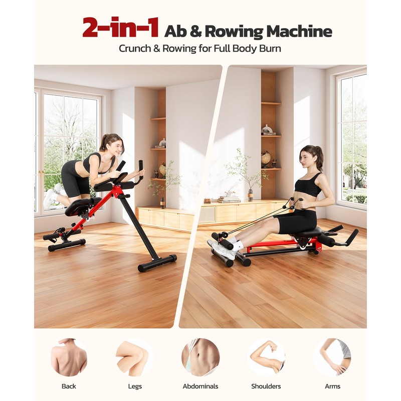 Yoleo 2 in 1 Ab & Rowing Machines for Home,