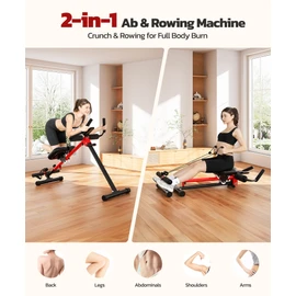 Yoleo 2 in 1 Ab & Rowing Machines for Home, Foldable Ab Workout Equipment, Ab Trainer Machine for Stomach Workout, Ab Crunch Machine with Foam Support,7-Length Adjustable Ab Machine for Home Exercise