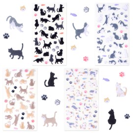 Felt Stickers with Cats, 4 Sheets Cat Foam Stickers, 3D Stickers, Puffy Stickers, Foam Stickers for Crafts, Stereo Decorative Stickers for Scrapbooking, Photo Album, Gifts, Crafts