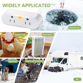 Feekoon 1 Pc Thermal Cube, Auto on Below 32°F Off Above 50°F, Plug in Thermostat Control, Outlet Thermostat for Outdoor Coop Heaters Bird Bath Deicers Bowl Bird Bath Water Pipe Heating Tapes