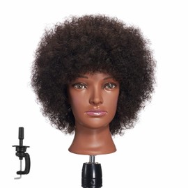 Hairginkgo 100% Human Hair Mannequin Head Hairdresser Training Head Manikin Cosmetology Doll Head (92092B0210)