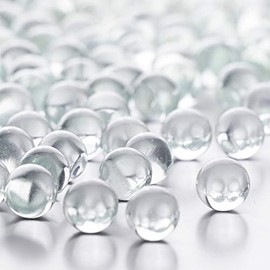 CYS EXCEL Clear Glass Marble Gemstone Vase Filler (5 LBS) | Multiple Color Choices Aquarium Glass Round Marble Beads | Decorative Mosaic Glass Gem Pebbles