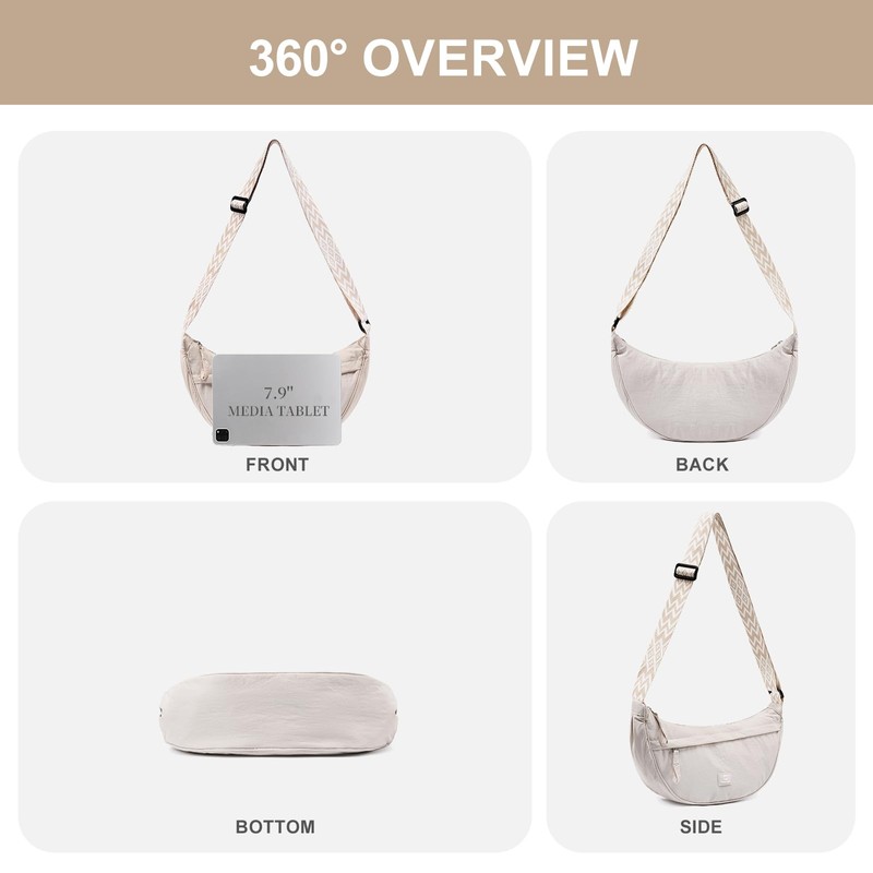 Pomelo Best Nylon Crescent Crossbody Bag for Women and Men,