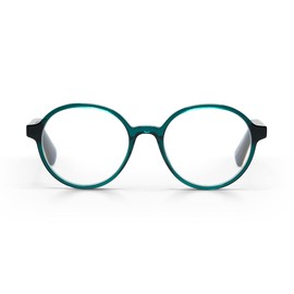 eyebobs Rare Bird Premium Unisex Reading Glasses for Women and Men-Round-Teal Crystal Front and Temples- 1.75 Diopter