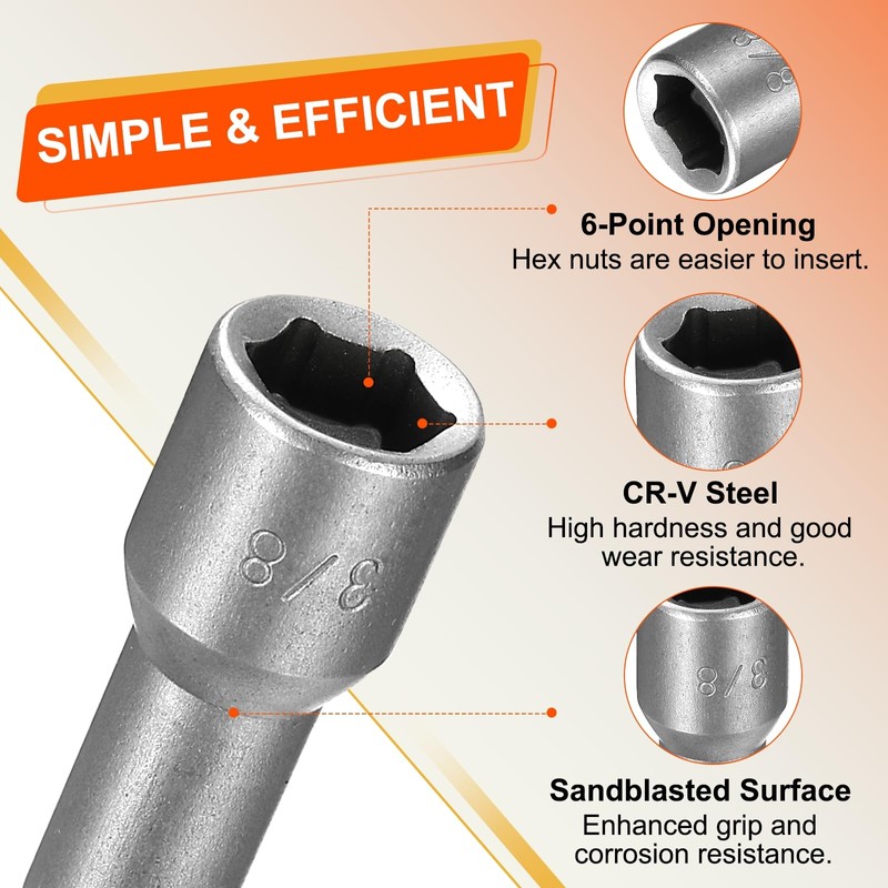sourcing map 3pcs Hex Nut Driver Drill Bit 3/8" 6-Point