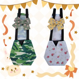 Magnoloran 2 Pack Chicken Diapers for Hens, Roosters, Diapers for Ducks, Ducklings, Reusable Pet Diaper with Bow Ties Waterproof Poultry Nappies Pet Clothes for Geese Pet Ducks-Camouflage&Blue,S