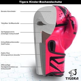 Tigera Children's Boxing Gloves, Kickboxing, Muay Thai Sparring, Training, Punch Bag, Martial Arts, Punching Gloves, Coaching Gloves for Boys, Girls (4 oz, Pink)