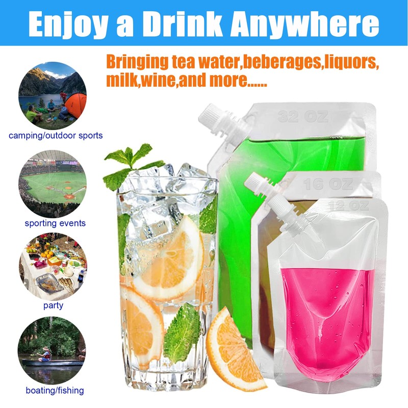 6 Pieces Drinks Flasks Juice Flasks Liquor Pouch Reusable Drinking