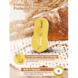 PARBTG Bread Lame Dough Scoring Tool, Extractable & Magnetic Sourdough Scoring Tool for Sourdough Bread Baking, Bread Making, Bread Scoring Tool with 5 Razor Blades, Scoring Patterns booklet, Yellow