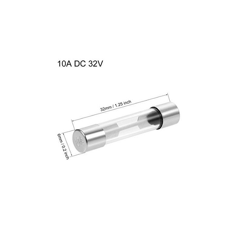 sourcing map Fuses 10A DC 32V 6x32mm Stereo Audio Alarm
