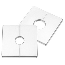 sourcing map 2Pcs ABS Plastics Square Shaped Escutcheon Plate, Wall Split Flange, 28mm Diameter Wall-Mounted Pipe Mouth Decorative Cover, Silver