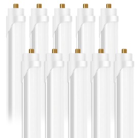 ONLYLUX 8 Foot Led Bulbs T8 T12 LED 8ft Tube Light F96T8 F96T12 LED Bulb 96" FA8 Single Pin LED Fluorescent Replacement, (100W Fluorescent Equivalent) 6500K CW Daylight Milky Cover, 10 Pack