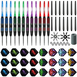ADKX Steel Tip Darts 12 Pack Set with Nonslip Iron Barrel Aluminum Dart Shafts and Flights + Darts Sharpener + an Gift Box