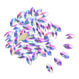 AD Beads Top Czech AB Crystal Multi-Shape Flatback Rhinestone Nail Art Decoration DIY (50 Pcs, 8. Navette 4x8mm)