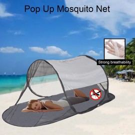 CMINGJ Large Pop Up Mosquito Tent, Portable Foldable Mosquito Net with Bottom for Bed, Camping, Travel, Patio, Suitable for Outdoor Indoor (78 * 28 * 27inch) (Gray Bottom & Gray Top)