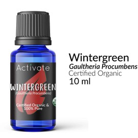 Activate Wintergreen Organic Essential Oil 100% Pure, USDA Certified Organic, Premium Grade, Undiluted, Natural, Aromatherapy & Diffuser Use, Helps Skin Conditions & Acne & Sore Throat 10ml