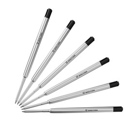 BASTION Pen Refill Ballpoint Black (6X) | Replacement for All Bastion Bolt Action Pens | Standard Pen Ink Refills Cartridge (Black 6 pc)
