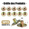 10er-Satz M8-Muttern, T-Flansch-Muttern, Einschraubmuttern, Rundfuß, Einpressmuttern zur Befestigung, Verbindungsmöbel (M8)