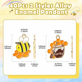 UR URLIFEHALL 40 pcs 2 Styles Enamel Bee Charms Honeycomb Honey Jar Pendant Charms for DIY Necklace Earrings Bracelet Jewelry Making Accessories, Enamel, No Gemstone