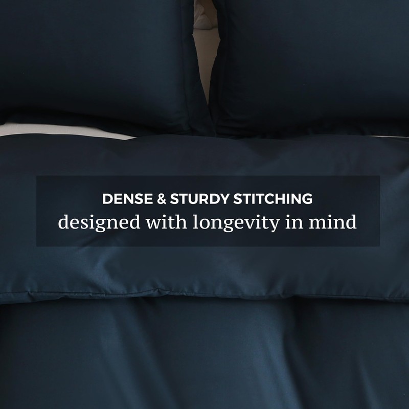 JSD Navy Blue Duvet Cover Set Full Size, 3 Piece