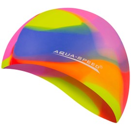 Aqua Speed Swimming Cap for Men, Bathing Cap Multi-Coloured with Storage Bag