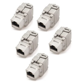 1aTTack.de Keystone Module RJ45 Cat 6a Jack Certified fully shielded STP tool-free snap in assembly Cat raw cable 500 MHz 10Gbit/s compatible with Cat5 Cat6 Cat7 Cat8 5 pieces