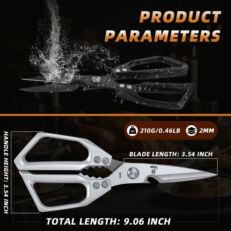 Ethyxe Kitchen Scissors Set - Heavy Duty Japanese Style, Dishwasher