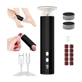 Electric Foot Callus Remover, 2 in 1 Rechargeable Foot File for Feet & Nails, 9 Speed Controller Callus Remover with Replaceable Sandpaper, Cordless Pedicure Tools for Dead Skin Calluses (Blackwhite)