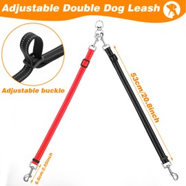 AHQiZFX Pack of 2 Double Dog Leads, Tangle-Free Double Dog Lead Coupler, Dog Lead for Two Dogs, Adjustable Dog Leads for Two Dogs, Dog Lead for Small Dogs, Puppies, Running Training
