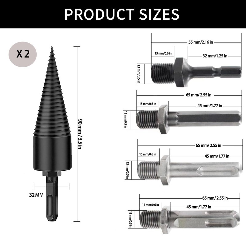 FENGCHUANG 2pcs 32 mm Wood Splitter Drill Bit Set with