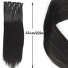 MUNSKT 7 Pcs 22 Inch Natural Black Clip in Hair