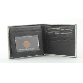 Li Shark Print Vegan Leather Bi-Fold Wallet Style with Matching Gift Box, Cruelty Free Wallet, Men's Travel Wallet, Printed Hipster Fashion