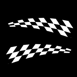 Novelty Chequered Flag Pack of 2 Car Stickers - Waterproof Decal - Long Lasting - UV Resistant - Cars, Motorbikes, Trucks, Vans (White Glossy)