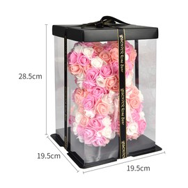 FLORASHOW Rose Bear Never Withered Flowers, Artificial Flowers, Stuffed Animals, Home Decoration, Birthday, Valentine's Day, Christmas, New Year's Day, Present, Decoration, Box Included (3 Colors)