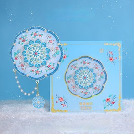 Compact Mirror, Exquisite Retro mini Travel Makeup Mirror (Blue)