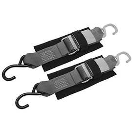CustomTieDowns 2 Pack, 2 Inch x 4.5 Foot Stainless Steel Quick Release Buckle Transom Strap. (Gray)