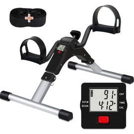 TABEKE Under Desk Bike Pedal Exerciser, Fully Assembled Folding Pedal Exerciser for Arm and Leg Workout, Portable Sitting Desk Cycle with LCD Screen Displays