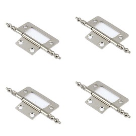 Leliafleury 4Pcs Flush Door Hinges 2 Inch Cabinet Mute Hinges Butt Hinges for Window Cabinets Closet Drawer Boxes, Silver