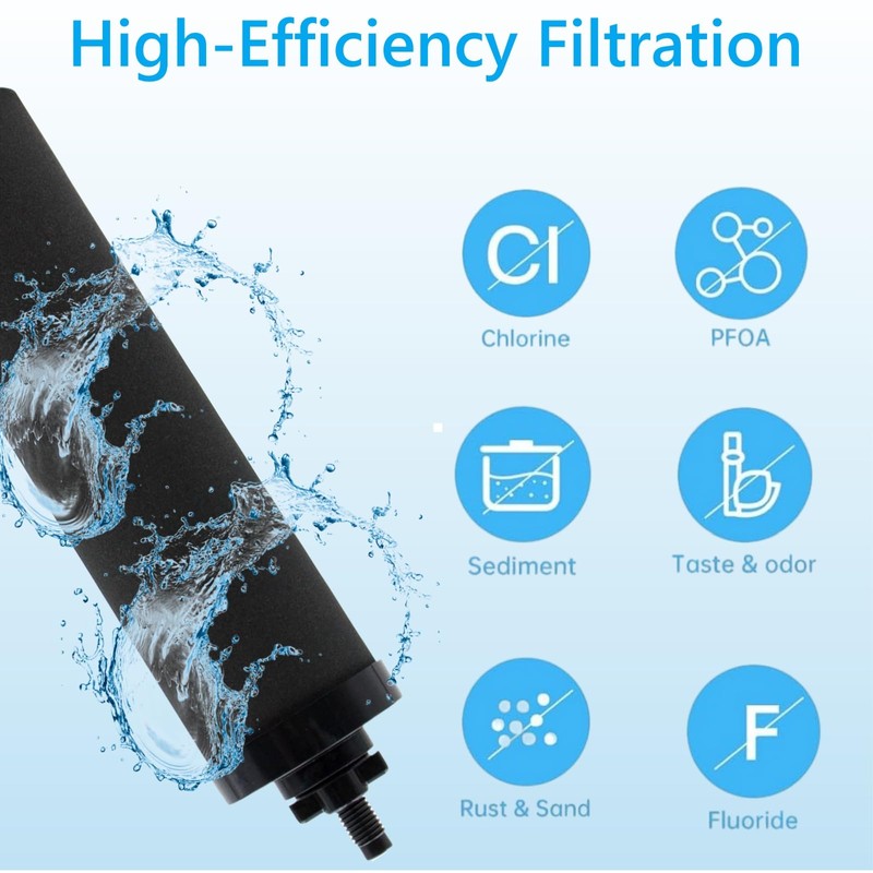 Water Filters Replacement for Berkey, 4 Pack Black Purification Elements
