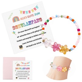 XiuGlimpse Schulanfang Armband für Mädchen 2025,Zartes Glücksbringer-Armband mit Herz-Anhänger, Einschulungsgeschenk in Geschenkbox mit Grußkarte