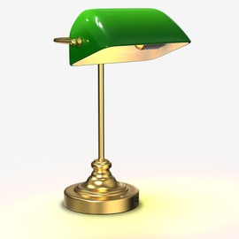 MOKOQI Green Bankers Desk Lamp - Rechargeable Cordless Table Lamp with 3-Level Dimming, Vintage Library Lamp with Light Bulb Set for Home Office