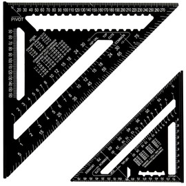 YOUNTHYE 2PCS Speed Square, 12 inch & 7 inch Carpenters Square Metric Triangle Ruler Protractor, Aluminium Roofing Square Metric Rafter Square for Angle Measuring Marking